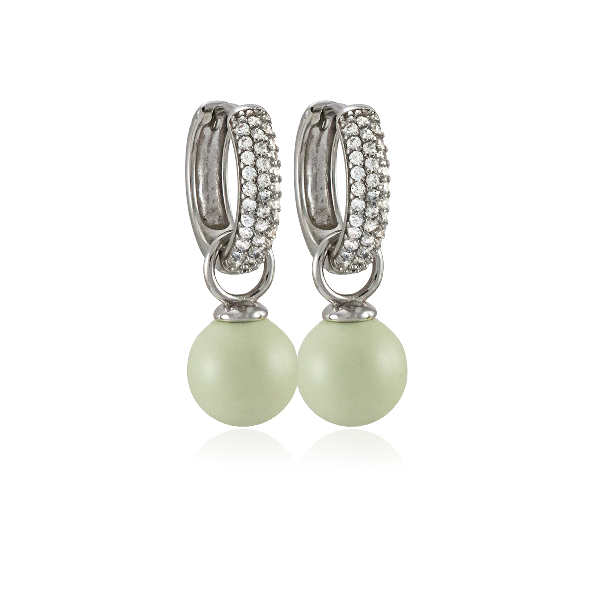 Crystal Pastal Green Pearls Silver mix & match 1 Crystal Pastal Green Pearls Silver mix & match