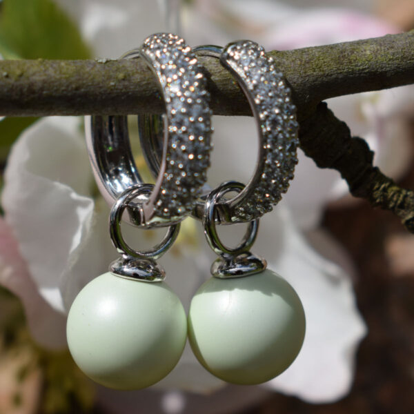 "Crystal Pastal Green" Pearls Silver mix & match