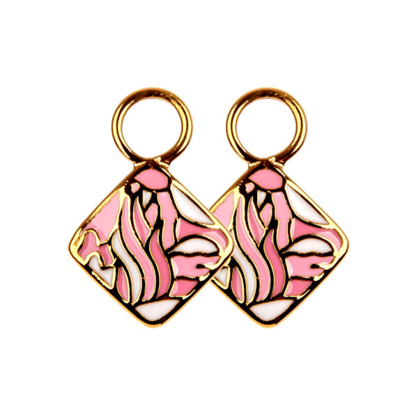 "Pink Trio" Enamel Euphoria Gold ripatsid