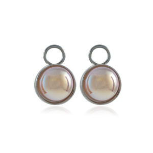 Cream Pearl Nööp Silver ripatsid