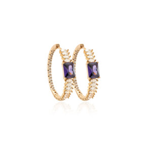 Golden Amethyst Hoops+