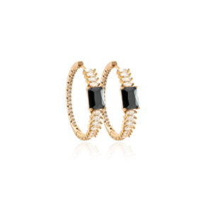 Golden Black Hoops+
