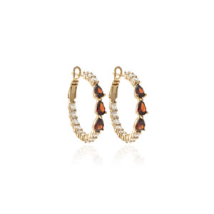 Golden Garnet Hoops