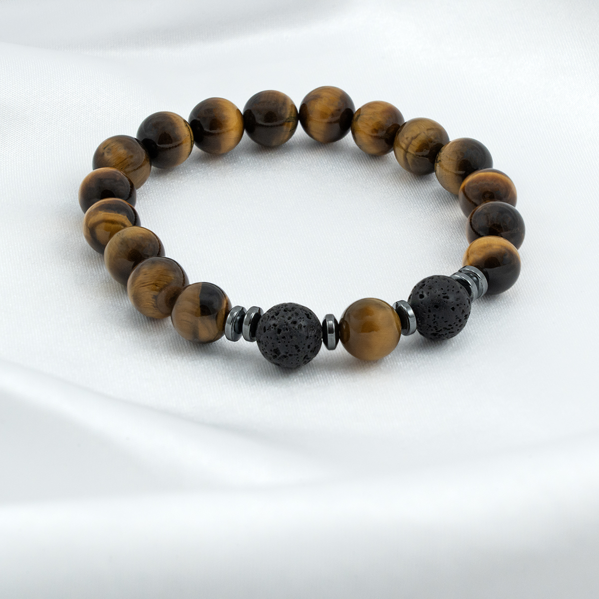 Tiikerin silmä ja laava kivi hematiitin kanssa - rannekoru tasapainoa ja luottamusta varten 1 Tiikerin silmä ja laava kivi hematiitin kanssa - rannekoru tasapainoa ja luottamusta varten